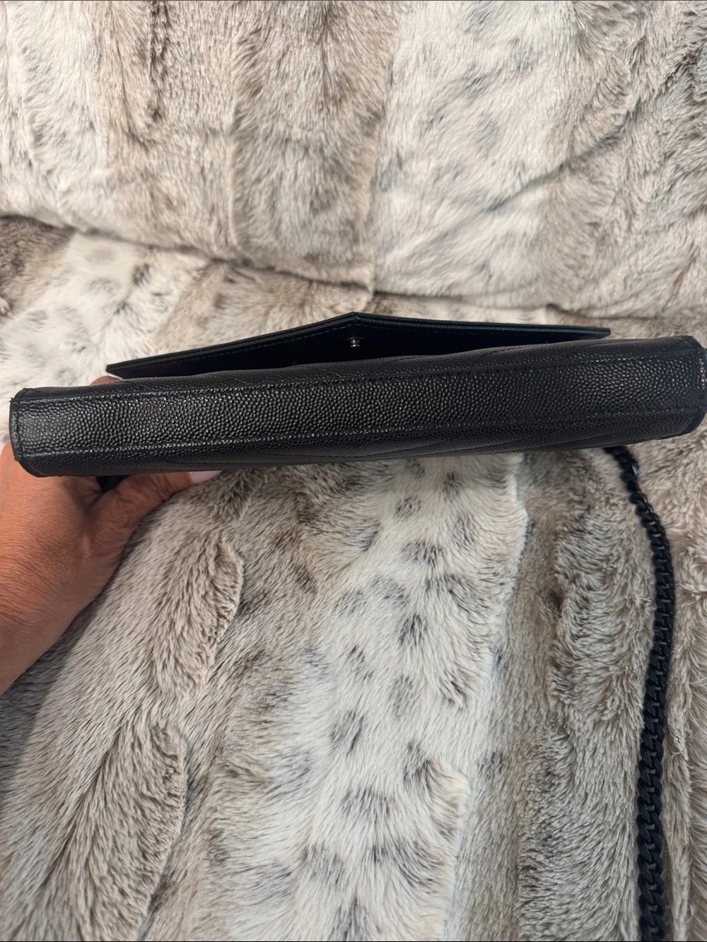 Authentic Saint Laurent Black Quilted Leather Envelope Crossbody/Clutch